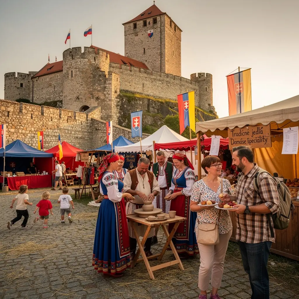 Tourists hiking along the scenic trails leading to a magnificent fortress overlooking a picturesque valley.